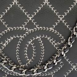 مملوكة مسبقًا Chanel Grey/Pink Quilted Leather Wild Stitch CC Wallet on Chain