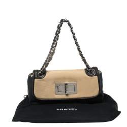 مملوكة مسبقًا Chanel Tri Color Canvas and Leather No.5 Giant Mademoiselle Lock Flap Bag