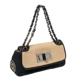 مملوكة مسبقًا Chanel Tri Color Canvas and Leather No.5 Giant Mademoiselle Lock Flap Bag