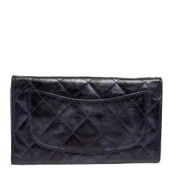 Pre Owned Chanel Metallic Blue Quilted Leather Reissue Trifold Wallet