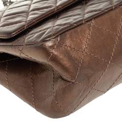 Pre Owned حقيبة كتف شانيل ريشيو 2.55 كلاسيك 225 جلد برونزي مجعد مبطن بقلاب