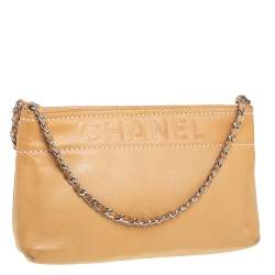 Pre Owned حقيبة كلتش شانيل حقيبة يد صغيرة لاكس جلد بيج