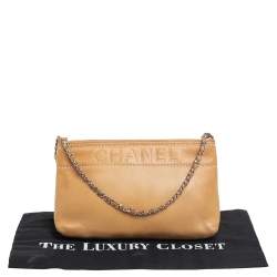 Pre Owned حقيبة كلتش شانيل حقيبة يد صغيرة لاكس جلد بيج