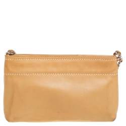 Pre Owned حقيبة كلتش شانيل حقيبة يد صغيرة لاكس جلد بيج