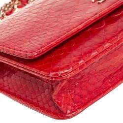 Chanel Red Python Classic Wallet On Chain 