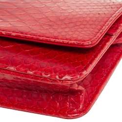 Chanel Red Python Classic Wallet On Chain 