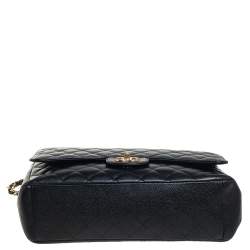 مملوكة مسبقًا Chanel Black Quilted Caviar Leather Maxi Classic Double Flap Bag