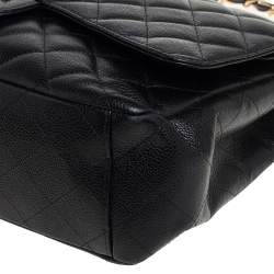 مملوكة مسبقًا Chanel Black Quilted Caviar Leather Maxi Classic Double Flap Bag