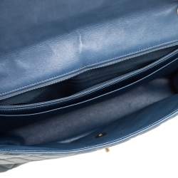 Pre Owned Chanel Blue Quilted Lambskin Leather Maxi Classic Single Flap Bag