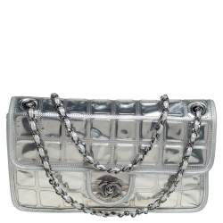 Chanel Silver Vinyl and Leather Ice Cube Limited Edition Flap Bag