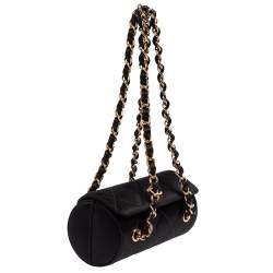 مملوكة مسبقًا Chanel Black Quilted Satin Mini Barrel Bag 