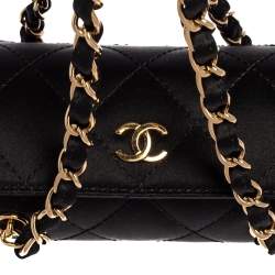 مملوكة مسبقًا Chanel Black Quilted Satin Mini Barrel Bag 