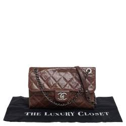 Pre Owned Chanel Dark Brown Caviar Leather Single Flap Bag