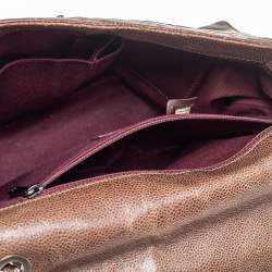 Pre Owned Chanel Dark Brown Caviar Leather Single Flap Bag