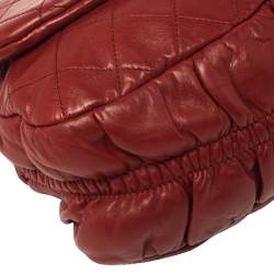 Pre Owned  حقيبة كتف شانيل بقلاب سي سي جلد مبطن أحمر