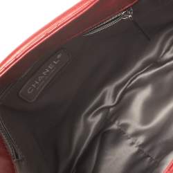 Pre Owned  حقيبة كتف شانيل بقلاب سي سي جلد مبطن أحمر