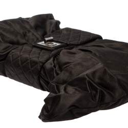 Pre Owned Chanel Black Satin 2.55 Reissue Ribbon Shoulder Bag