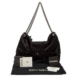 Pre Owned Chanel Black Satin 2.55 Reissue Ribbon Shoulder Bag