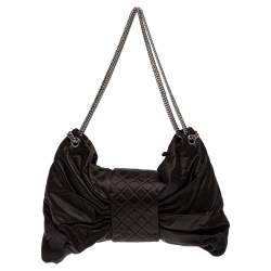 Pre Owned Chanel Black Satin 2.55 Reissue Ribbon Shoulder Bag