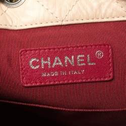 Pre Owned Chanel Beige/Black Aged Quilted Leather Small Gabrielle Backpack