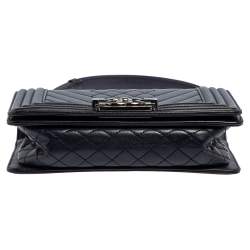 Pre Owned Chanel Blue Quilted Leather Small Boy Flap Bag