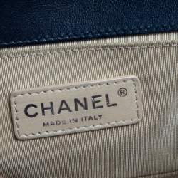 Pre Owned Chanel Blue Quilted Leather Small Boy Flap Bag