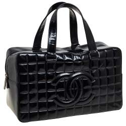 Pre Owned حقيبة شانيل شوكليت بار بولر جلد لامع مبطن أسود 