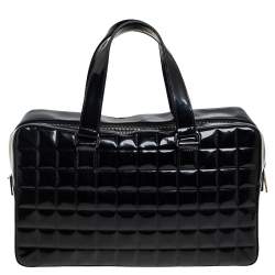 Pre Owned حقيبة شانيل شوكليت بار بولر جلد لامع مبطن أسود 