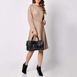 Pre Owned حقيبة شانيل شوكليت بار بولر جلد لامع مبطن أسود 