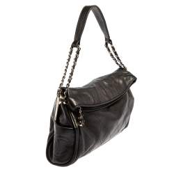 Pre Owned Chanel Black Quilted Lambskin Leather Large Ultimate Soft Bag