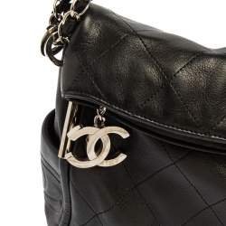 Pre Owned Chanel Black Quilted Lambskin Leather Large Ultimate Soft Bag
