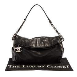 Pre Owned Chanel Black Quilted Lambskin Leather Large Ultimate Soft Bag