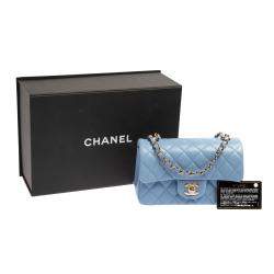 Pre Owned Chanel Blue Quilted Leather New Mini Classic Flap Bag