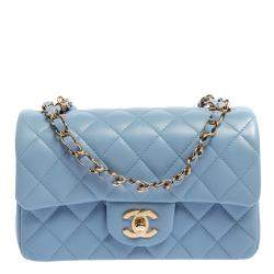 bag, outfit, chanel bag, chain bag, blue dress, pruse, light blue dresses -  Wheretoget