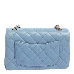 Pre Owned Chanel Blue Quilted Leather New Mini Classic Flap Bag