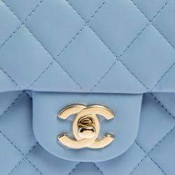 Pre Owned Chanel Blue Quilted Leather New Mini Classic Flap Bag