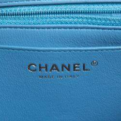 Pre Owned Chanel Blue Quilted Leather New Mini Classic Flap Bag