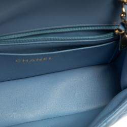 Pre Owned Chanel Blue Quilted Leather New Mini Classic Flap Bag