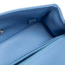 Pre Owned Chanel Blue Quilted Leather New Mini Classic Flap Bag