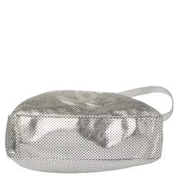 Pre Owned Chanel Silver Perforated Leather Large Rodeo Drive Hobo