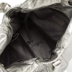 Pre Owned Chanel Silver Perforated Leather Large Rodeo Drive Hobo