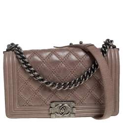 Chanel Dark Green Lambskin Leather & Velvet Mini Boy Bag with, Lot #56221