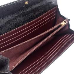 Pre Owned Chanel Black Quilted Caviar Leather Flap Wallet