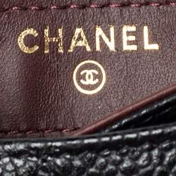 Pre Owned محفظة بطاقات شانيل جلد كافيار أسود مبطن