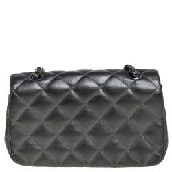 مملوكة مسبقًا Chanel Metallic Dark Grey Quilted Leather Mini CC Flap Bag 