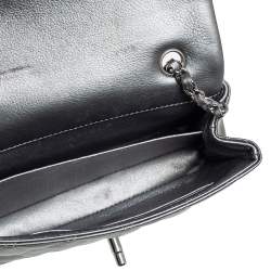 مملوكة مسبقًا Chanel Metallic Dark Grey Quilted Leather Mini CC Flap Bag 