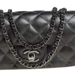 مملوكة مسبقًا Chanel Metallic Dark Grey Quilted Leather Mini CC Flap Bag 