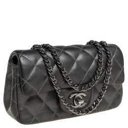 مملوكة مسبقًا Chanel Metallic Dark Grey Quilted Leather Mini CC Flap Bag 