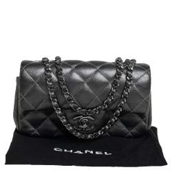 مملوكة مسبقًا Chanel Metallic Dark Grey Quilted Leather Mini CC Flap Bag 