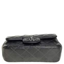 مملوكة مسبقًا Chanel Metallic Dark Grey Quilted Leather Mini CC Flap Bag 